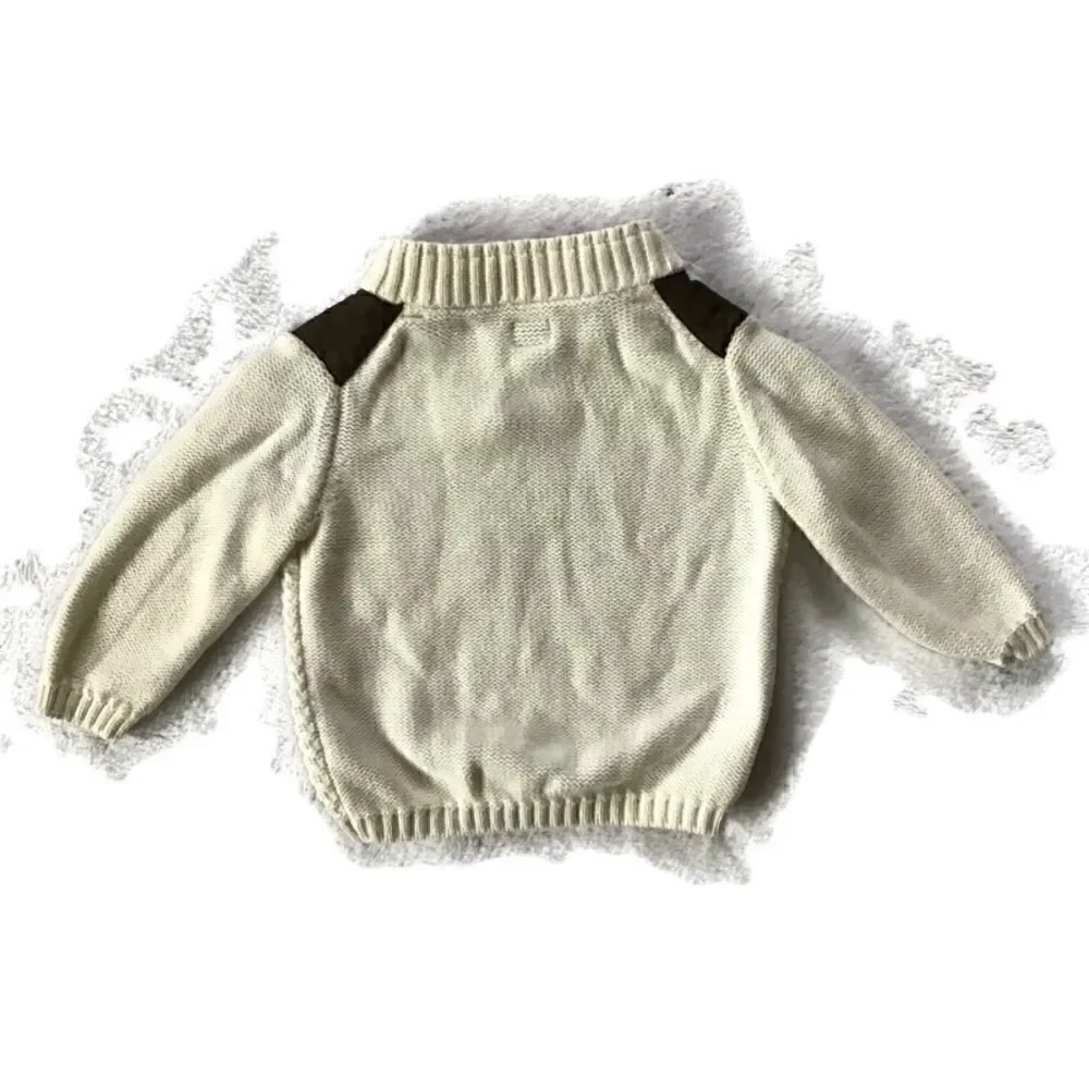 Baby Gap Sherpa Leather Cable Knit Sweater